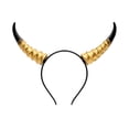 thumbnail image 1 of Halloween Horn Headband, Curved Ram Goat Style Hair Hoop with Sculpted Texture, Fantasy Costume for Cosplay Party Carnival (Gold), 1 of 5