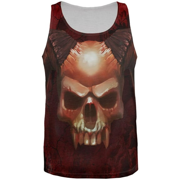 Halloween Horned Demon Skull From Hell All Over Mens Tank Top Multi X-LG