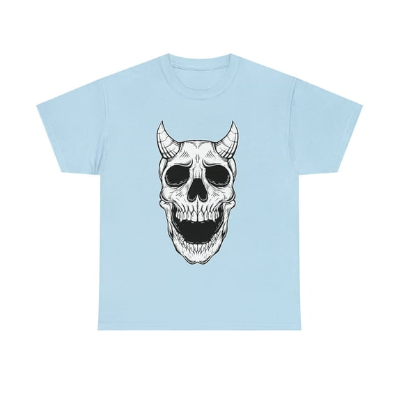 Halloween Horned Devil Monster Skull Unisex Cotton Short Sleeve T-Shirt