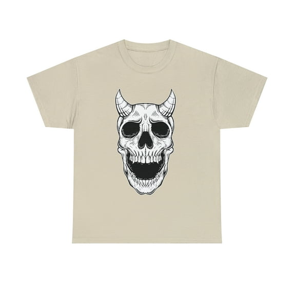 Halloween Horned Devil Monster Skull Unisex Cotton Short Sleeve T-Shirt