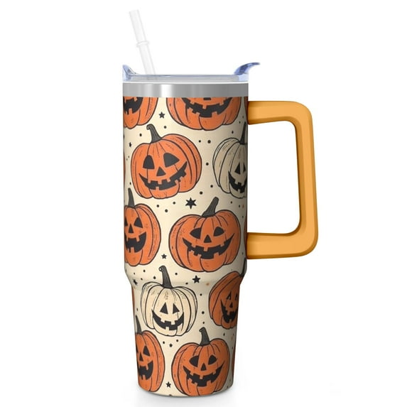 Halloween Horror Bat 30 Oz Tumbler with Handle and Straw, Gothic Spooky Cup, Holiday Coffee Gift