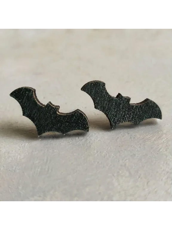 Halloween Horror Black Cat Ghost Pumpkin Skull Wooden Stud Earrings for Women