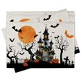 thumbnail image 1 of Halloween Horror Castle Placemats Set of 4, Scary Haunted House Moon Bats Dining Place Mats Table Decor, Creepy Tree Jack O Lantern Pumpkin Home Kitchen Decoration 12 x 18 Inches, 1 of 5