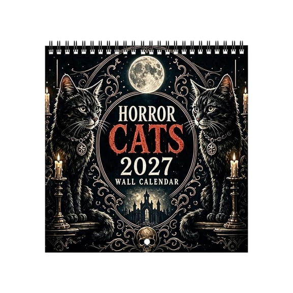 Halloween Horror Cat 2027 Wall Calendar, 12‑Month Spooky Hanging Calendar