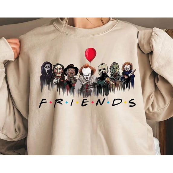 Halloween Horror Characters Sweatshirt, Horror Characters Friends Sweatshirt