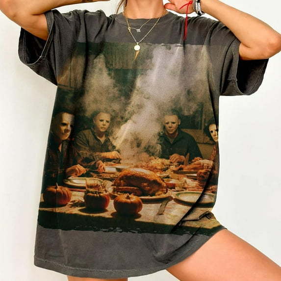 Halloween Horror Characters T-shirt, 2025 Horror Movie Halloween, Scary Movie Sublimation T-shirt, Horror Halloween Tee