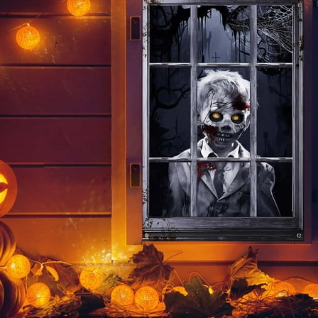 Halloween Horror Curtains Decoration, Realistic Silhouettes Scary Curtain for Halloween Window Decorations 47.2x31.5Inch Multicolor