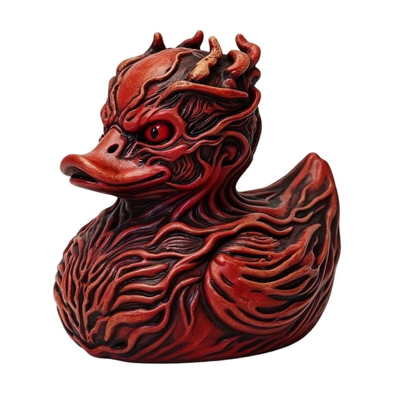 Halloween Horror Devil Duck Figurine Creepy Resin Statue Gothic Desktop Ornament for Spooky Home Office Shelf Decor