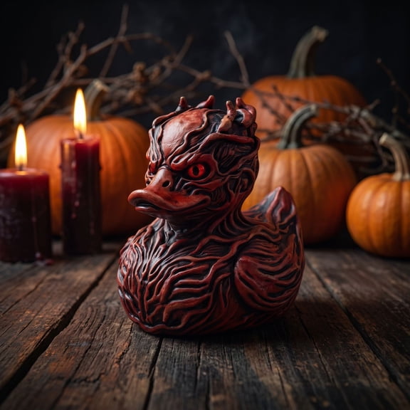 Halloween Horror Duck Figurine,3 Inch Halloween Devil Decor Resin Gothic Desk Figurine,Gothic Dark Duck Statue Detailed Sculpted Finish Compact Display Size.