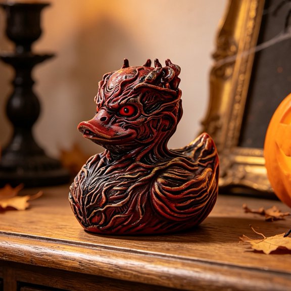 Halloween Horror Duck Figurine, Devil Duck Animal Resin Statue, Halloween Gothic Desktop Decor for Shelf Desk Car