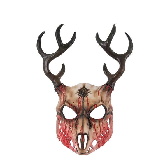 Halloween Horror Mask Creepy Antler Skull Mask for Masquerade Party Haunted House Props 1 Piece