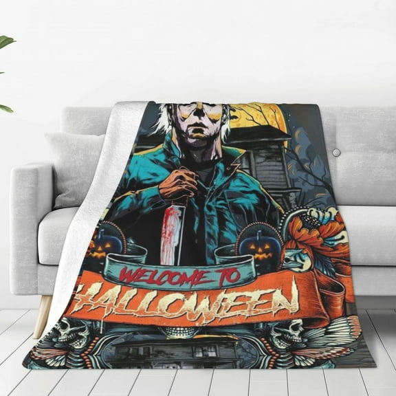 Halloween Horror Michael Myers Flannel Blanket Cozy Ultra-Soft Micro Fleece Throw Blanket 40"x30" For Sofa Couch Bed Office Travel