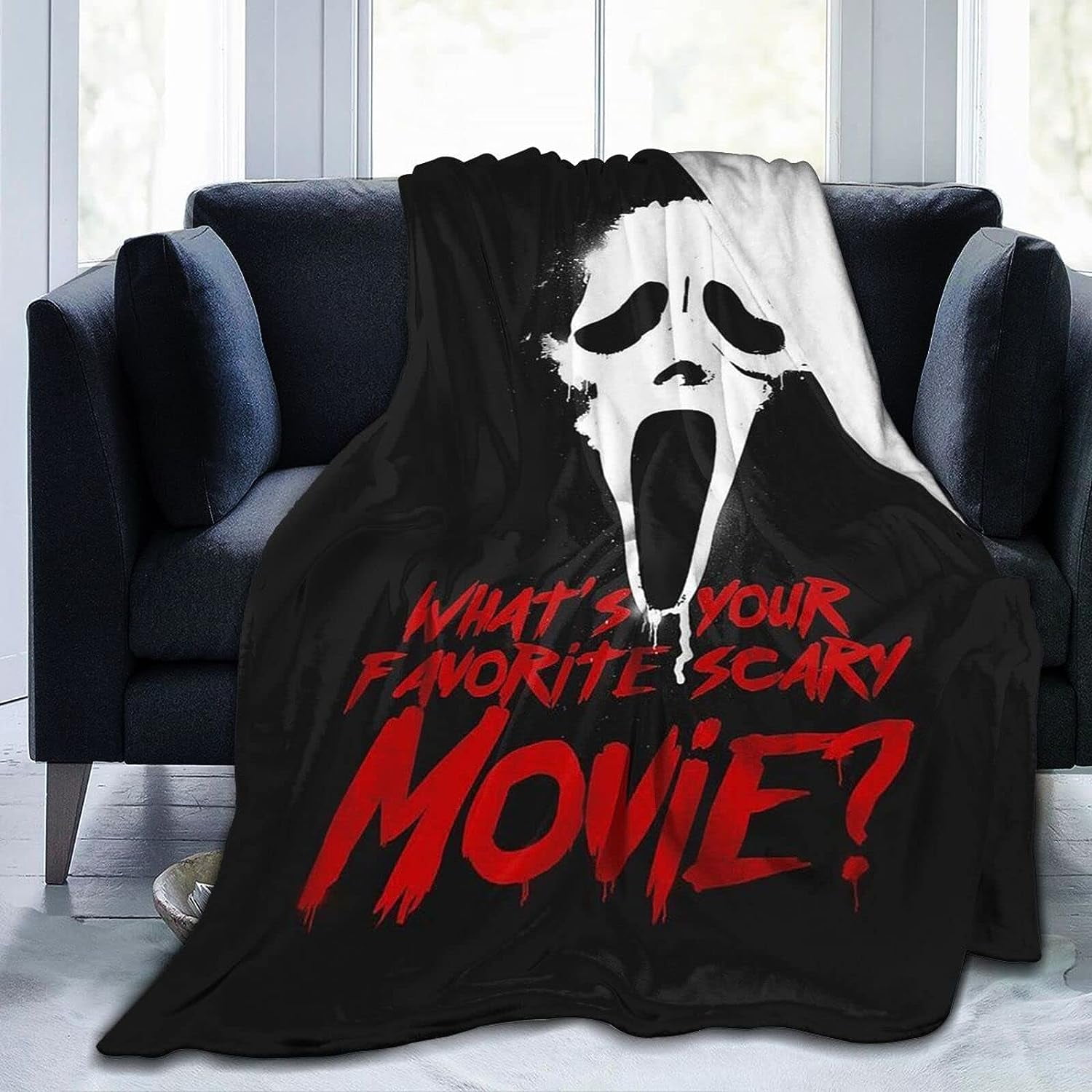 Halloween Horror Movie Blanket, GhostFace Blanket Lightweight & Warm