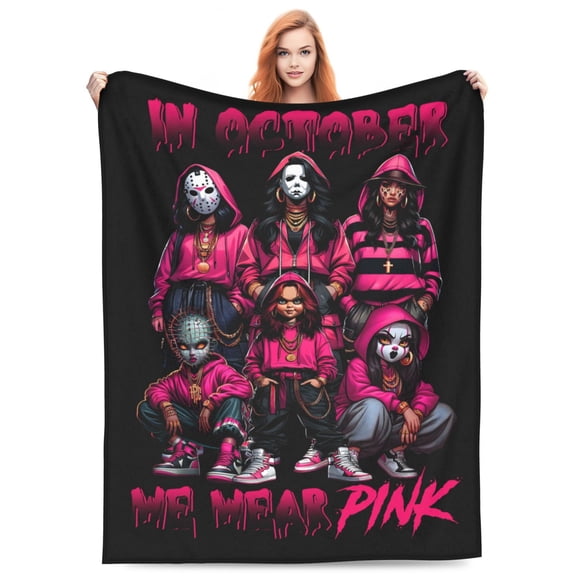 Halloween Horror Movie Friends Freddy Micheal Jason Chucky Fleece Blanket Throw Soft Cozy Plush Blanket For Couch Sofa Bed