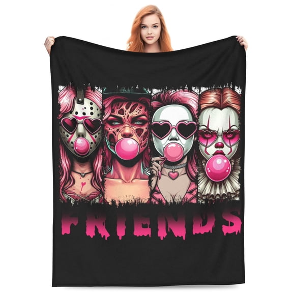 Halloween Horror Movie Friends Freddy Micheal Jason Chucky Fleece Blanket Throw Soft Cozy Plush Blanket For Couch Sofa Bed