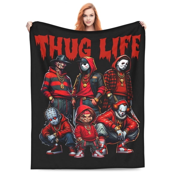 Halloween Horror Movie Friends Freddy Micheal Jason Chucky Fleece Blanket Throw Soft Cozy Plush Blanket For Couch Sofa Bed