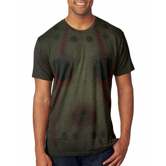 Halloween Horror Movie Hockey Mask Costume All Over Mens T Shirt Military Green SM