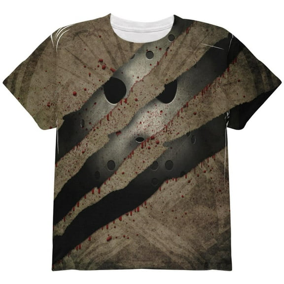 Halloween Horror Movie Mask Slasher Attack All Over Youth T Shirt Multi YSM