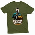 thumbnail image 1 of Halloween Horror Movie T-shirt Pumpkin Carving Mens Tshirt Costume Party Tee Shirt (X-Large Military Green), 1 of 6
