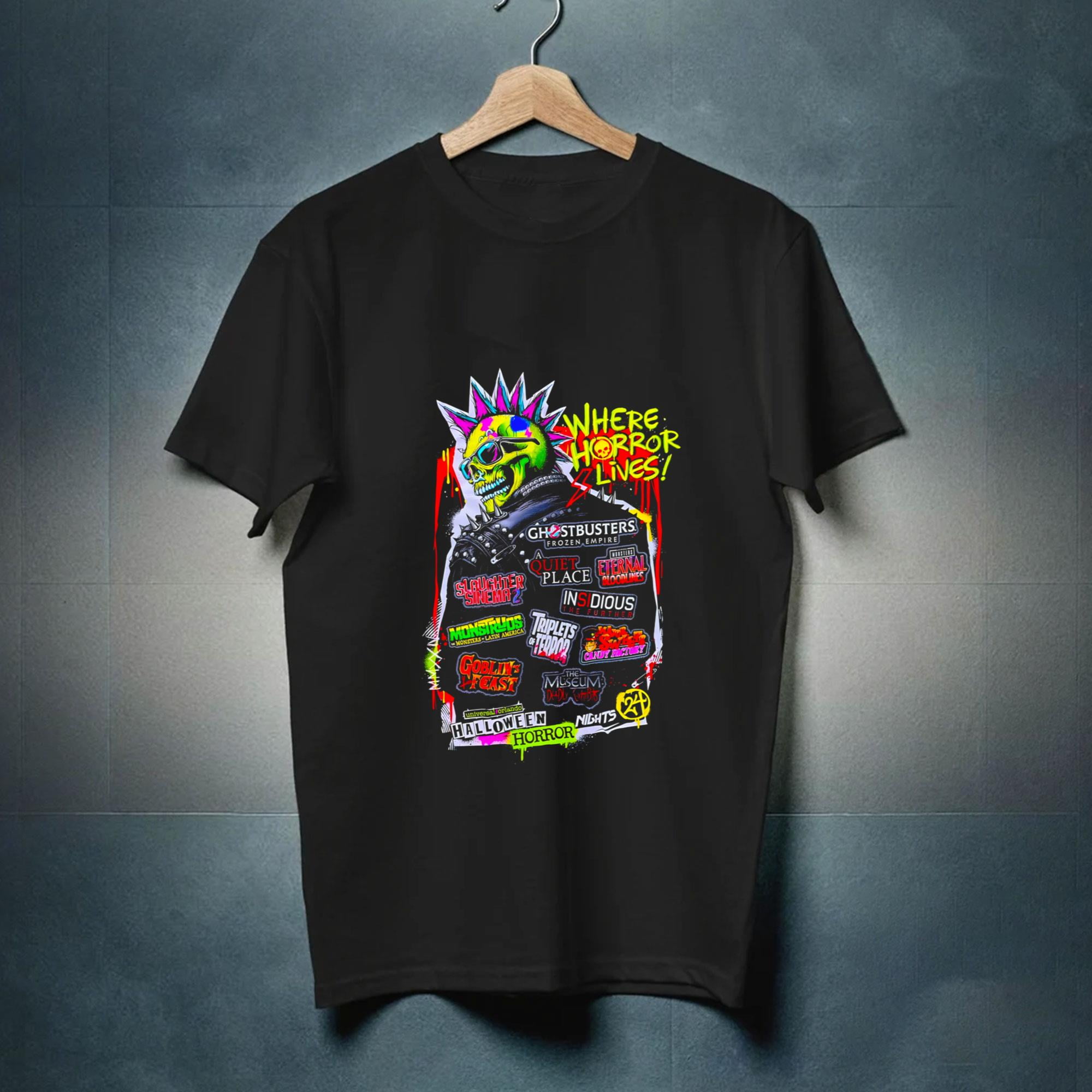 Halloween Horror Nights 2024 HHN33 House Lineup Shirt Universal Studios
