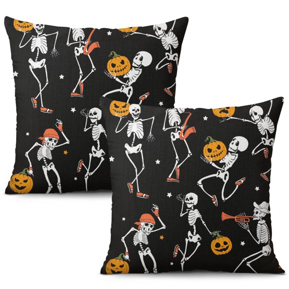 Halloween Horror Pillow Covers Set of 2 - Bat and Cobweb Pattern Linen Throw Pillow Covers 20x20 inch throw pillow case Halloween gifts to friends,family