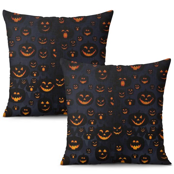 Halloween Horror Pillow Covers Set of 2 - Skeleton and Cobweb Pattern Linen Throw Covers 16x16 inch throw pillow case Halloween gifts to friends,family