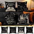 thumbnail image 1 of Halloween Horror Printed Throw Pillow Cover, Linen Cushion Case, 18x18 Gothic Spooky Pillowcase, Hidden Zipper, Washable for Sofa Home by MPOISVA, 1 of 6