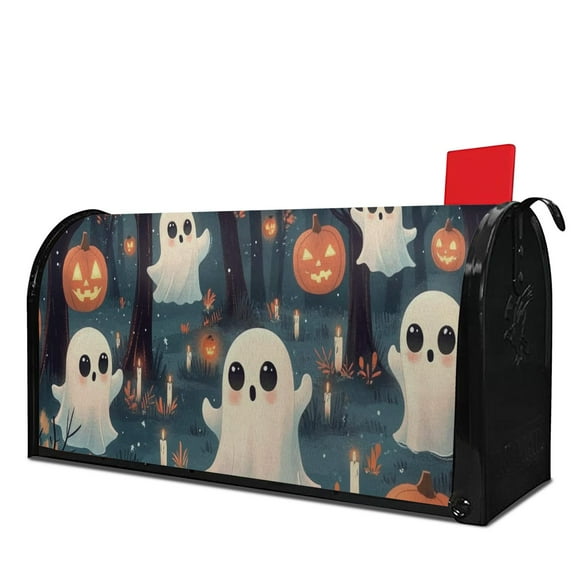 Halloween Horror Pumpkin Spooky Ghost Mailbox Cover,Magnetic 21x25.5 Inch Mailbox Wrap Waterproof Durable Halloween MailBoxcovers for Yard Farmhouse Decorative