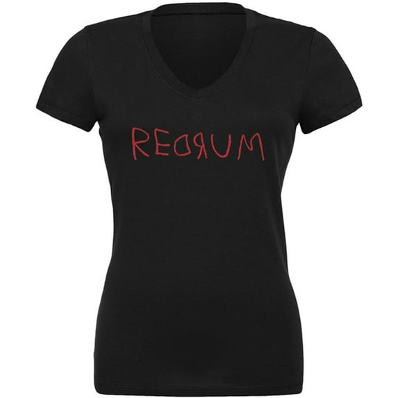 Halloween Horror Redrum Juniors V-Neck T Shirt Black MD