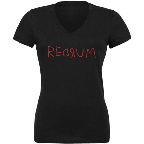 Halloween Horror Redrum Juniors V-Neck T Shirt Black MD