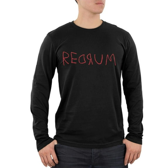 Halloween Horror Redrum Mens Soft Long Sleeve T Shirt Black X-LG