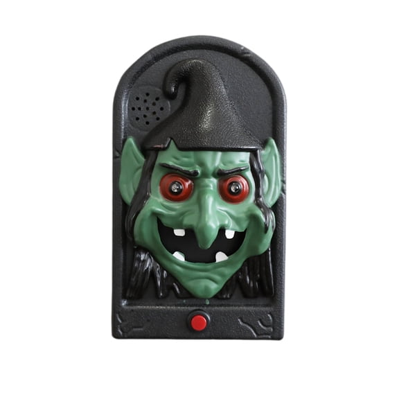 Halloween Horror Skull Doorbell Prop with Light and Sound, Large Skeleton Head Button Decoration for Haunted House Escape Room Bar Door Wall Party Decor