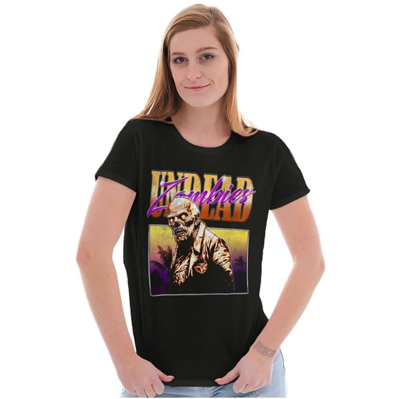 Halloween Horror Undead Zombie Womens Slim Fit Graphic Tee Brisco Brands X