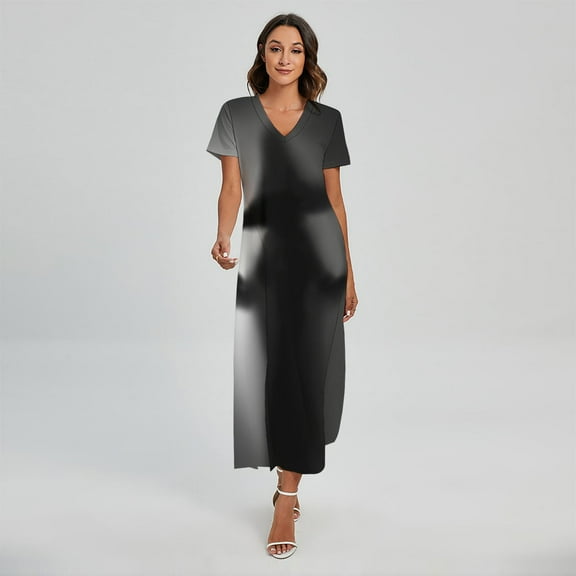 Halloween Horror Witch Printed Short Sleeve Maxi Dress, Halloween Decorative Fashion Summer Maxi Dress For Women