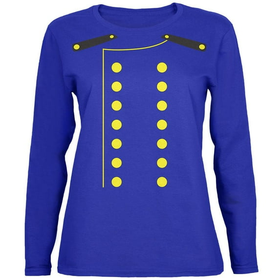 Halloween Hotel Bellhop Costume Womens Long Sleeve T Shirt Royal 2XL