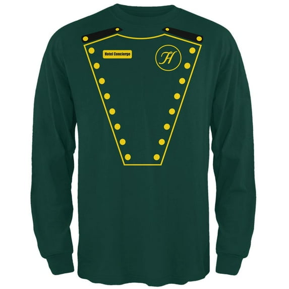 Halloween Hotel Concierge Costume Mens Long Sleeve T Shirt Forest Green LG