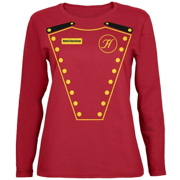 Halloween Hotel Concierge Costume Womens Long Sleeve T Shirt Red MD