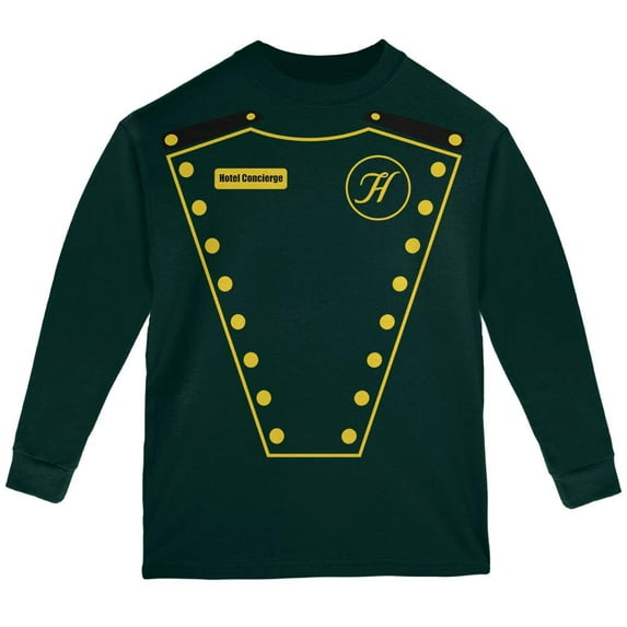 Halloween Hotel Concierge Costume Youth Long Sleeve T Shirt Forest Green YLG