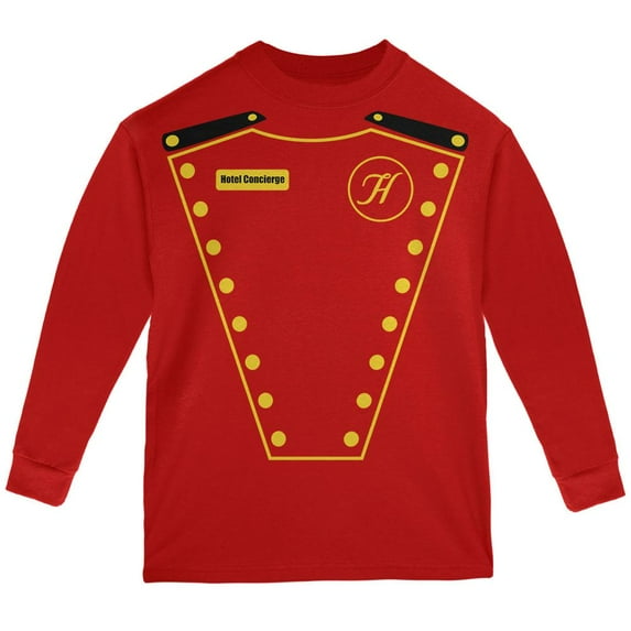 Halloween Hotel Concierge Costume Youth Long Sleeve T Shirt Red YLG
