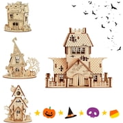 KRONDO Halloween House DIY 3D Wooden Puzzle Model, Spooky House Building Kit for Adults & Teens, Holiday Craft Decor Gift