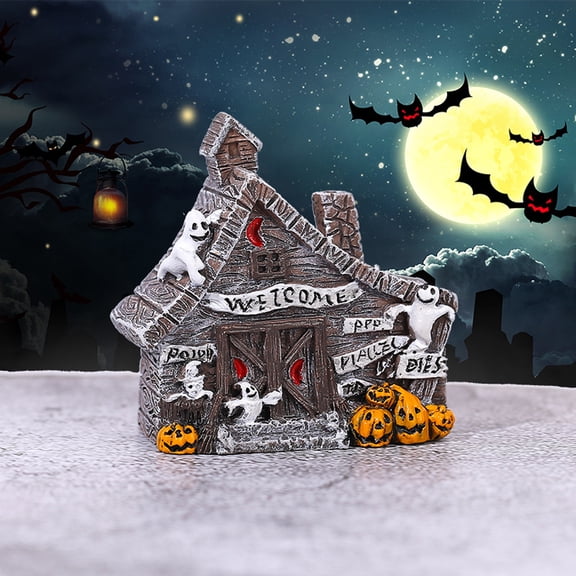 Halloween House Decor, Haunted House Decorations, Halloween Pumpkin Decorations, Halloween Ghost Decor, Miniature Haunted Cottage Tabletop Display for Indoor Home Halloween Party