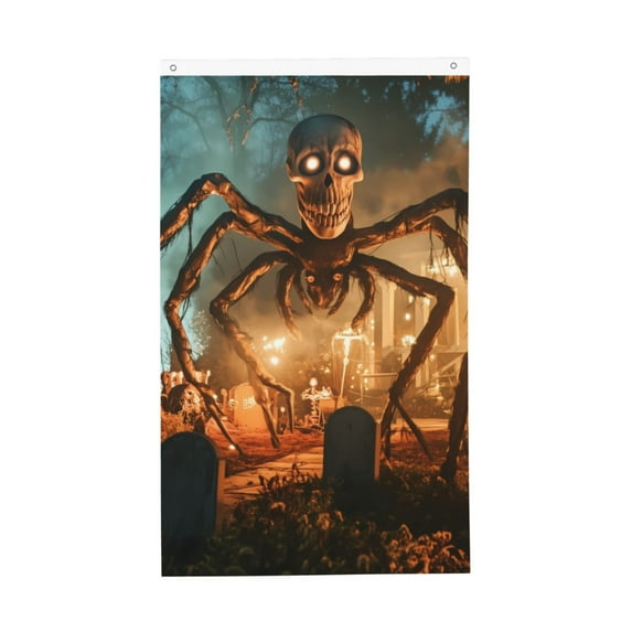 Halloween House Flags, Halloween Spider Skull Monster Halloween Decor Double Sided Outdoor Flag with Grommet, Decorative Flags for Garden YardHalloween Decorations, Porch Flag 3x5FT