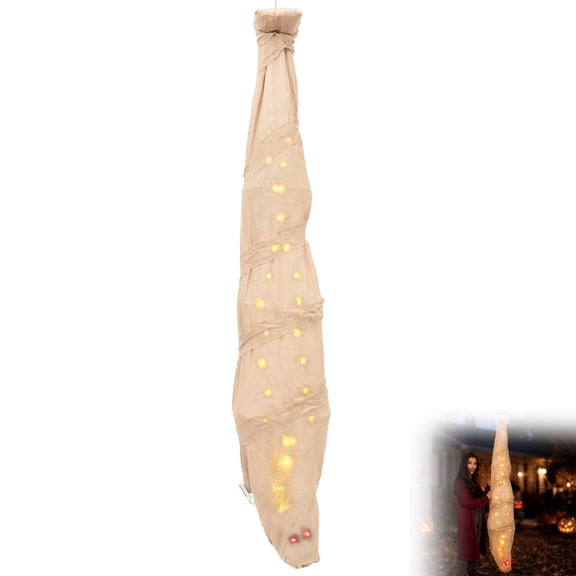 Halloween House Horror Prop Motorized Mummy Decoration For Rooms With Voice-Activated Hanging Figure