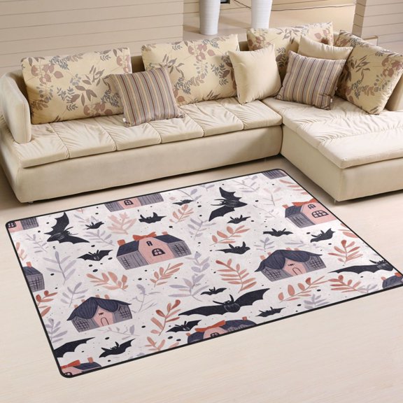 Halloween Houses Pattern Soft Polyester Area Rug 31''x20'', Non Slip, Memory Foam, Water Absorbent