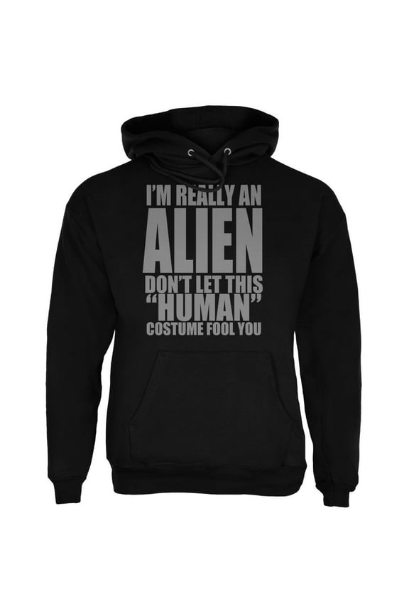 Halloween Human Alien Costume Black Adult Hoodie - Medium
