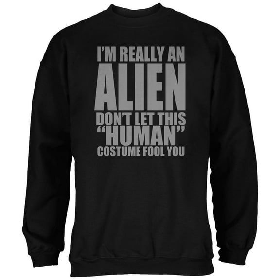 Halloween Human Alien Costume Black Adult Sweatshirt - Medium