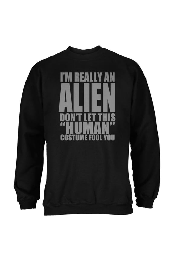 Halloween Human Alien Costume Black Adult Sweatshirt - Medium