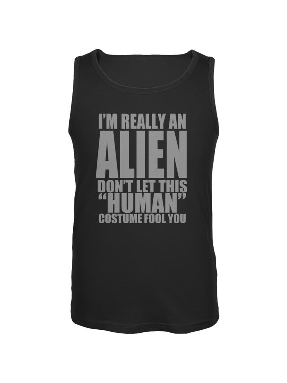 Halloween Human Alien Costume Black Adult Tank Top - Medium