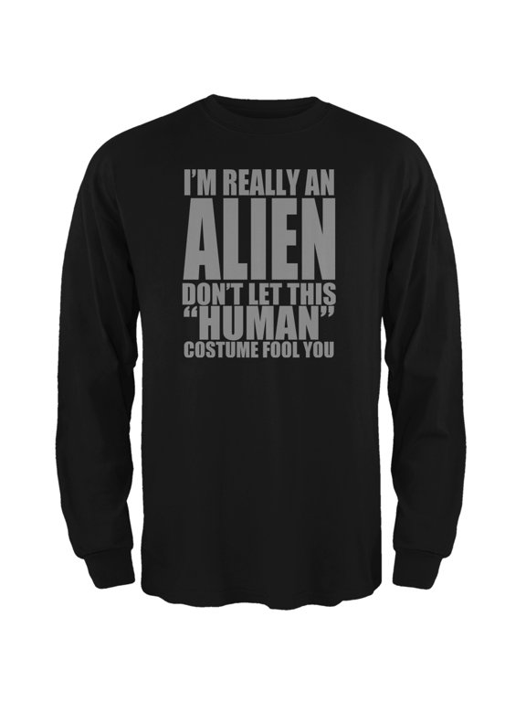Halloween Human Alien Costume Mens Long Sleeve T Shirt