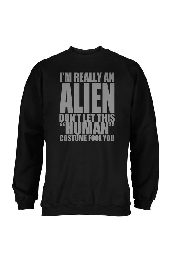 Halloween Human Alien Costume Mens Sweatshirt Black LG